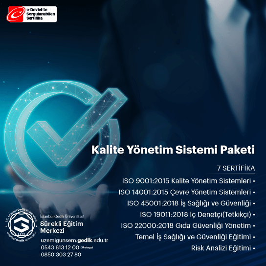 ISO Sertifikaları (7 Adet) Kalite Yönetim Sistemi Eğitimleri