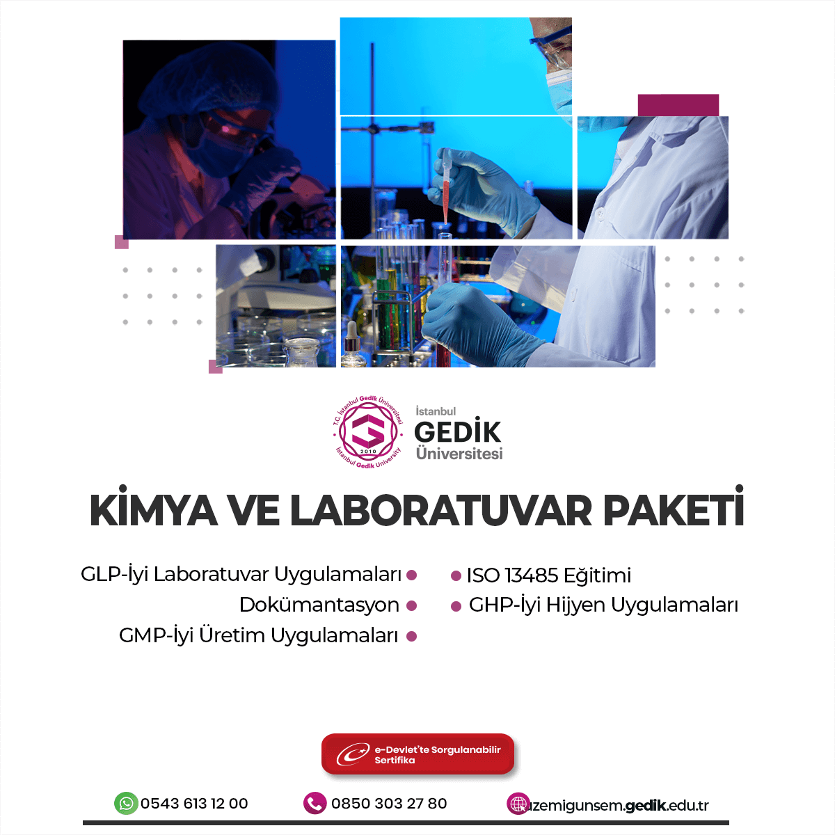 Kimya ve Laboratuvar Sertifikalı (5 Adet) Eğitim Programı 